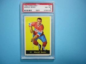1960 1960/61 PARKHURST NHL HOCKEY CARD #51 MARCEL BONIN PSA 8 NM/MINT PARKIE GL - Picture 1 of 4