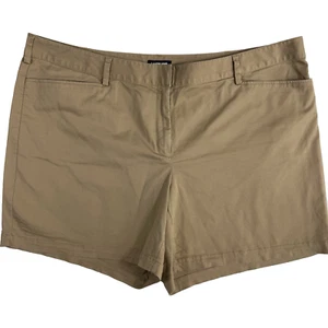 Lands' End Chino Shorts Women's 24W Khaki Flat Front 6.5" Inseam Stretch - Picture 1 of 6