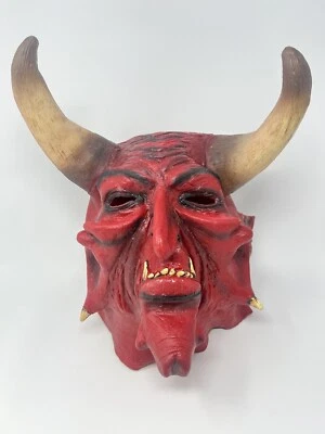 Horned Hades Gatekeeper Ghoulish DELUXE ADULT RUBBER RAMSHA DEVIL MASK - Image 1 of 4