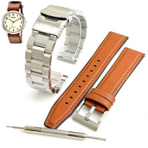 Steel and Leather Replacement Watch Band Fits Citizen BJ6500-21A E031-R008013 - Picture 1 of 7