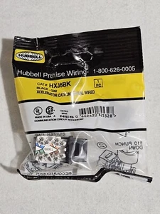 New Hubbell CAT6 Universal Wiring Black XCelerator Modular Jack HXJ6BK (Black) - Picture 1 of 3