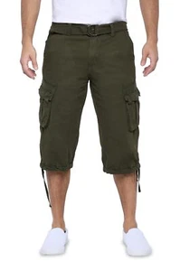 Men's Belted Long Cargo Shorts for Men Below Knee Length Mens Cargo Shorts 3/... - Picture 1 of 9