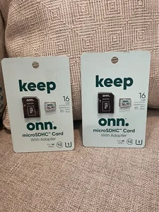 TWO 16GB microSDHC Cards +Adapter ONN Sealed (2x 16GB cards) - Picture 1 of 2