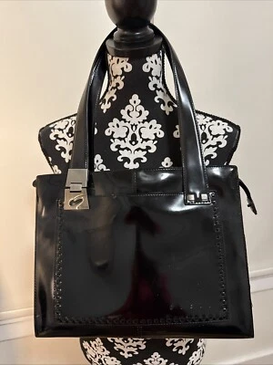 Guess De Colección Y2K Años 90 Negro Cartera Bolso de Hombro Bolso Imitación Charol Logotipo en Relieve Foto 1 de 4