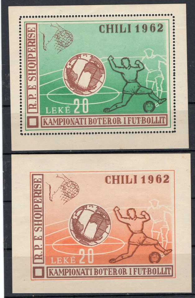ALBANIA, SOCCER W/CUP '62, MI # BL 667 + 682, MNH, VF - Image 1 of 1