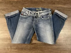 Miss Me Jeans Capris Women's Size 25 Model JP42228 Rhinestones Distressed Cuffed - Picture 1 of 7