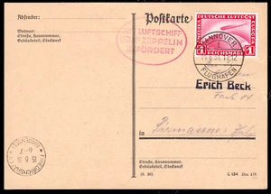 Zeppelin 1931, viaje a Hannover, 14.6.31 Friedrichshafen, DR 455, ganador 111 ba - Imagen 1 de 1