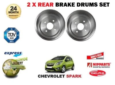 FOR CHEVROLET SPARK 1.0 1.2 2010- 2X REAR  LEFT + RIGHT SET BRAKE DRUM 96471279 - Image 1 of 2