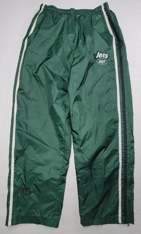 New York Jets Vintage Official NFL Nylon Mesh Lined Track Wind Pants Men's M Cover