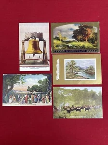 Lot of 5 Vintage Postcards Liberty Bell-Zebras Gnus-Jesus & Disciples-Meadowland - Bild 1 von 12