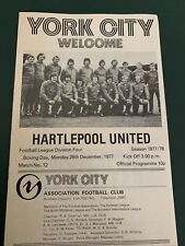 1977 York City V Hartlepool United Match Programme