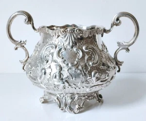 Antique Solid Silver Louis XV Sugar Bowl Hallmarked Dublin c.1870 695g Tableware - Picture 1 of 9