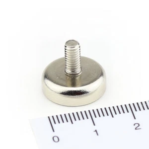 2 NEODYM FLACHGREIFER TOPFMAGNETE D16x5 mm mit M4 Außen Gewinde Zapfen 9,5 KG - Bild 1 von 4