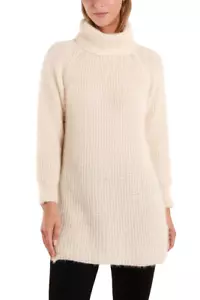 Jersey Hecho en Italia Cuello Redondo Tacto Suave Grueso Tejido Beige Talla Única UK 8-16 - Imagen 1 de 17