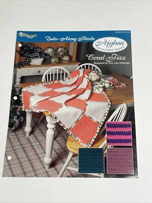 Coral Fizz Afghan Take Along Blocks Crochet Pattern Needlecraft Shop - Image 1 of 4