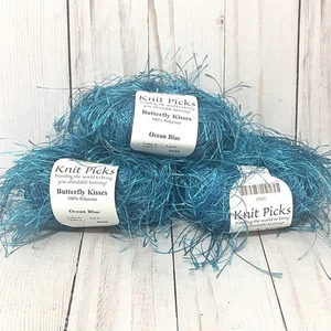 Knit Picks Schmetterling Küsse Wimpern Garn Menge 3+ Farbe Ozeanblau - Bild 1 von 5