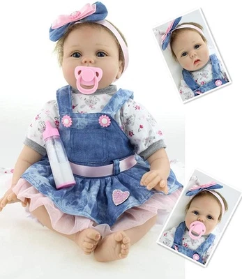 22" Reborn Dolls Baby Vinyl Silicone Handmade Newborn Doll Realistic Xmas Gift - Image 1 of 4