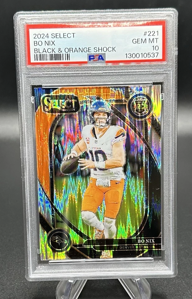 2024 Panini Select - Club Level Bo Nix #221 RC Black & Orange Shock PSA 10 🔥 - Image 1 of 2