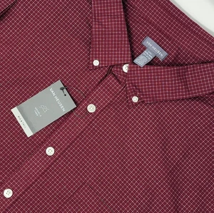 NUEVA Camisa Van Heusen Abotonada Hombres 4XL Roja Cuadros Sin Arrugas Manga Corta Nueva con Etiquetas - Imagen 1 de 11