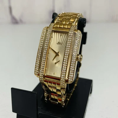 Reloj para mujer JBW J6358B cuarzo suizo esfera dorada rectangular cristales acero Foto 1 de 4