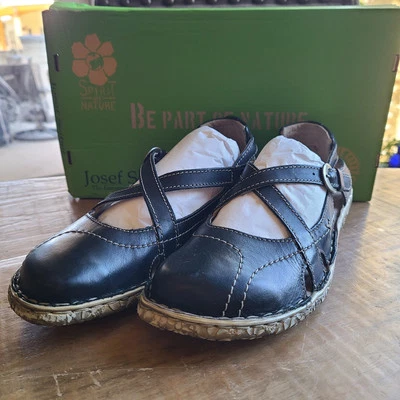 Josef Seibel Womens Black Fisherman Rosalie Sandal 6-6.5 EU 37 Leather Sunflower - Image 1 of 4