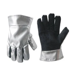High Temperature Resistant Work Gloves Aluminum Foil Backed With Leather Palms - Picture 1 of 8