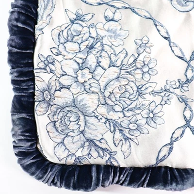 Ropa de cama de lujo Sweet Dreams King Sham azul terciopelo brocado flores rosas Neiman Foto 1 de 4