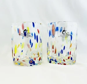 Arte di MURANO Alessandro Coppola Glass Hand Made Confetti Indented Set of 2 NEW - Picture 1 of 9