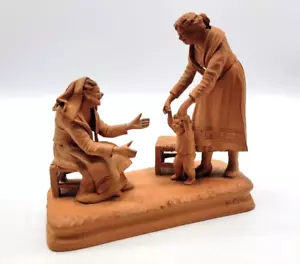 RARE Grasso Signed Terracotta Sculpture Italy Learning To Walk Handmade Estate - Picture 1 of 12