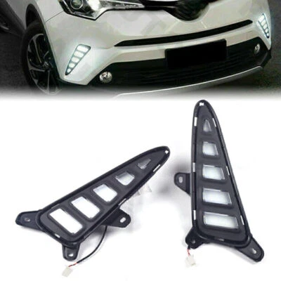 Pair DRL Daytime Running Light Turn Signal Lamp 3 Colors For Toyota CHR - Image 1 of 4