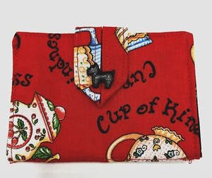 MARY ENGELBREIT Wallet Card Holder Scottie Dog Button Fabric Teapots Print *READ