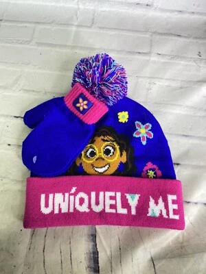 Disney Encanto Mirabel Tejido Pom Niño Pequeño Gorro Gorra Mitones Conjunto NUEVO Foto 1 de 4