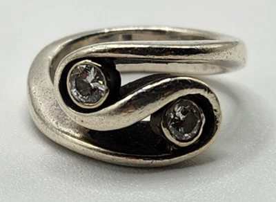 Anillo Cinta Remolino Plata Esterlina James Avery RETIRADO Diamantes Genuinos Talla 6.5 Foto 1 de 4