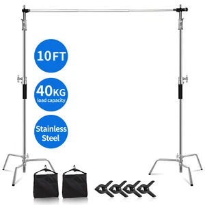10X 10ft Stainless Steel Backdrop Stand Photo Heavy Duty Photography Background - Picture 1 of 12