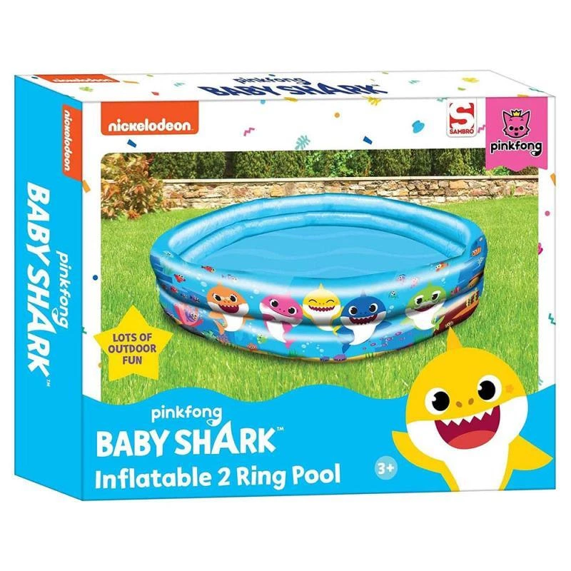 SAMBRO Baby Shark Kinder Planschbecken 3 Ringe Swimming Pool Schwimbecken 100cm Neu