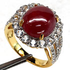 11 X 12 mm. RED RUBY & WHITE UN TOPAZ RING 925 STERLING SILVER