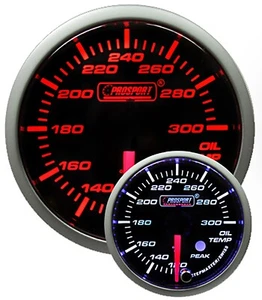 Premium OIL TEMPERATURE Gauge Amber/White w/ Peak & Warning 52mm with Sender - Picture 1 of 2