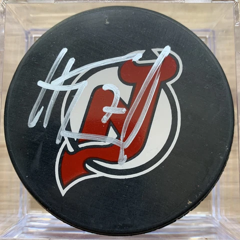 NEW JERSEY DEVILS HENRIK TALLINDER #7 AUTOGRAPHED NHL HOCKEY PUCK NJ DEVILS Cover