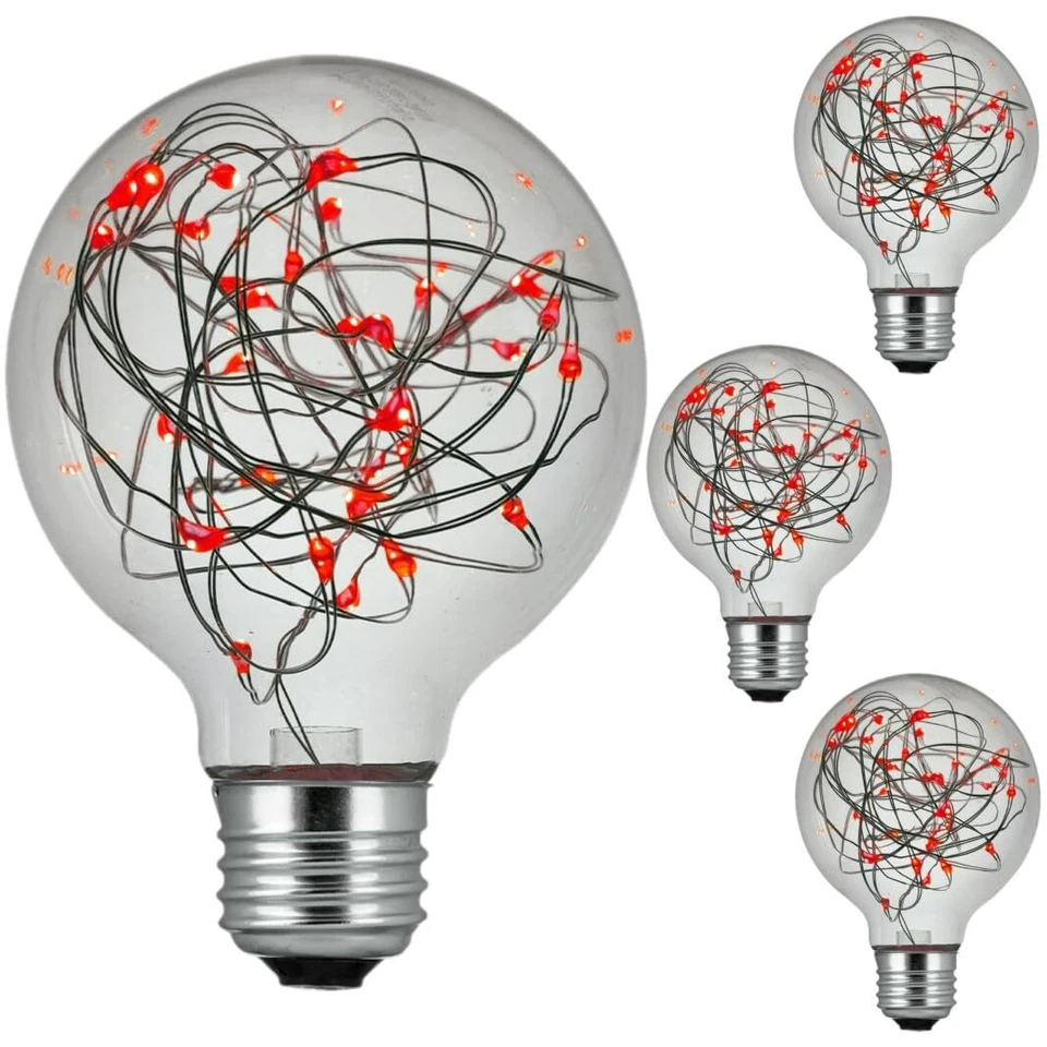 4Pack G25 LED Red Replacement Light Bulbs, Outdoor Globe Bulbs, E26, 1.5W - Image 1 of 1