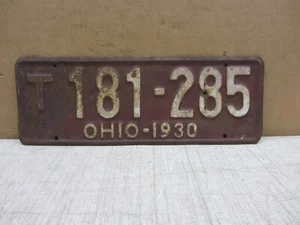 VTG ORIGINAL 1930 OHIO LICENSE PLATE TAG T-181-285 MODEL A FORD - Picture 1 of 12