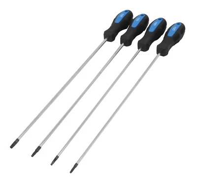 Set 4 cacciaviti TORX extra lunghi con punta magnetica 450mm T15  T20 T25 T30 - Immagine 1 di 2