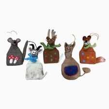 Set 5 Felted Woodland 7” Ornament Wool Christmas Animal Pocket Pottery Barn