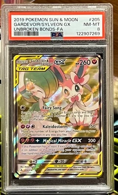 Pokemon TCG 2019 SM Unbroken Bonds Gardevoir & Sylveon GX 205/214 PSA 8 - Image 1 of 2