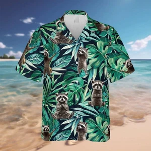 Camisa Hawaiana Mapache Tropical Unisex S-5XL - Imagen 1 de 2