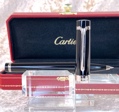 Bolígrafo Cartier Pasha Negro Resina Paladio Borde con Estuche Foto 1 de 4