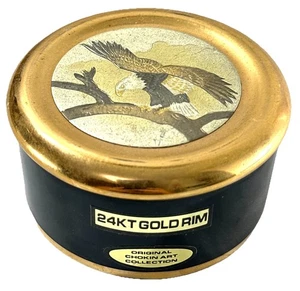 The Art of Chokin 24KT Gold-Edged Round Trinket Box Bald Eagle - Picture 1 of 6