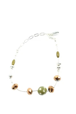 PILGRIM Braccialetto sottile Donna Ornamento braccia argento-verde elegante - Immagine 1 di 4