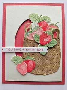 Handmade Greeting Card Keepsake Quality brighten day strawberry watercolor - Picture 1 of 2