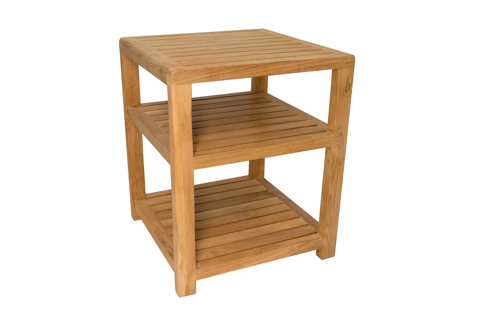 Estante de ducha de teca premium y banco de ducha - Decoración de baño perfecta y... Foto 1 de 4