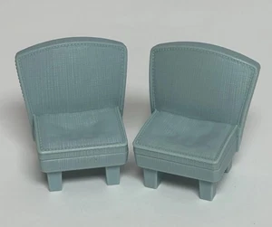 Fisher Price Loving Family Dollhouse Living Room 2 Blue Chairs 2008 - Picture 1 of 8